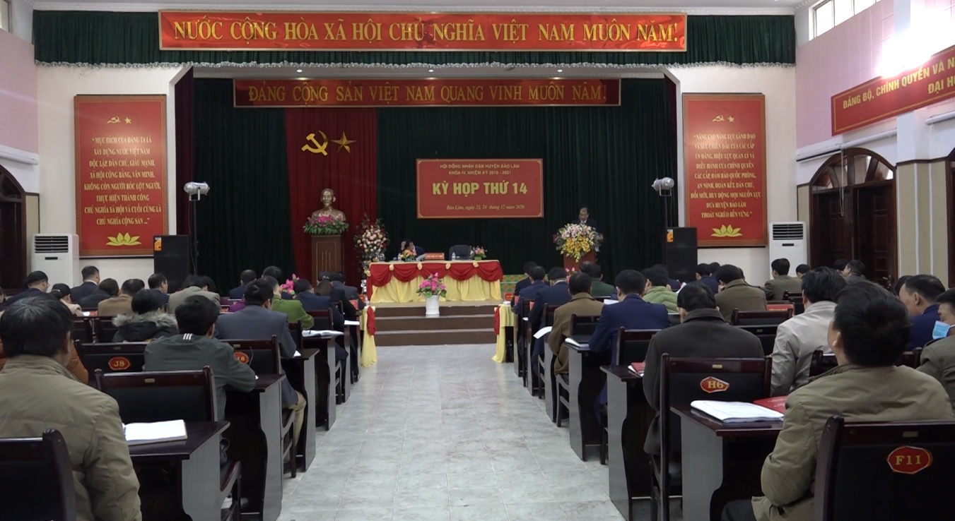 Toàn cảnh kỳ họp thứ 14, HĐND huyện Bảo Lâm. (ảnh Đài PT-TH huyện)