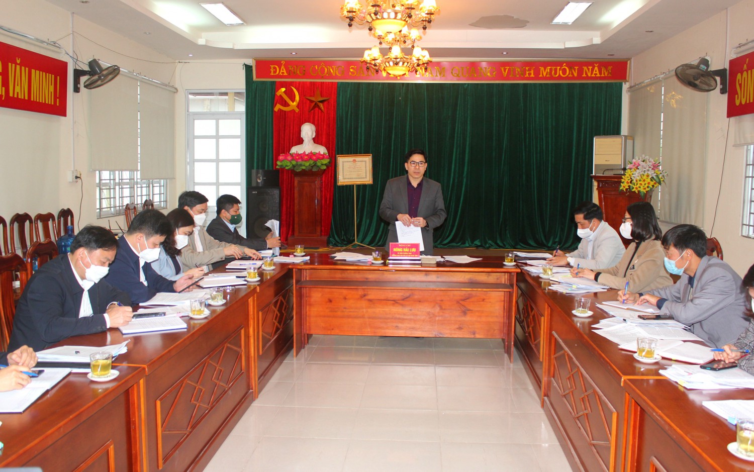 Trưởng Ban Văn hóa - Xã hội HĐND tỉnh Nông Hải Lưu phát biểu tại buổi làm việc.