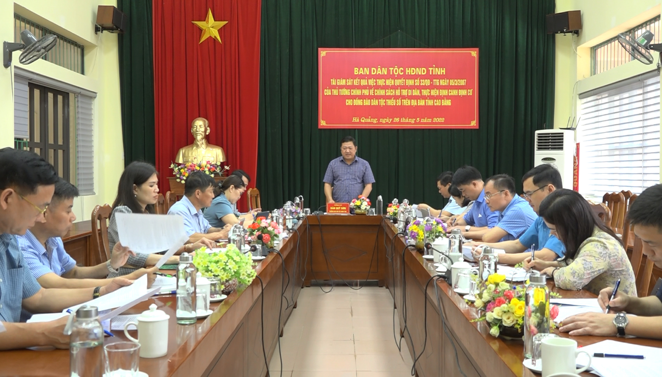 Ban Dân tộc HĐND tỉnh làm việc với huyện Hà Quảng về việc giám sát kết quả thực hiện chính sách hỗ trợ di dân, định canh, định cư cho đồng bào dân tộc thiểu số trên địa bàn huyện
