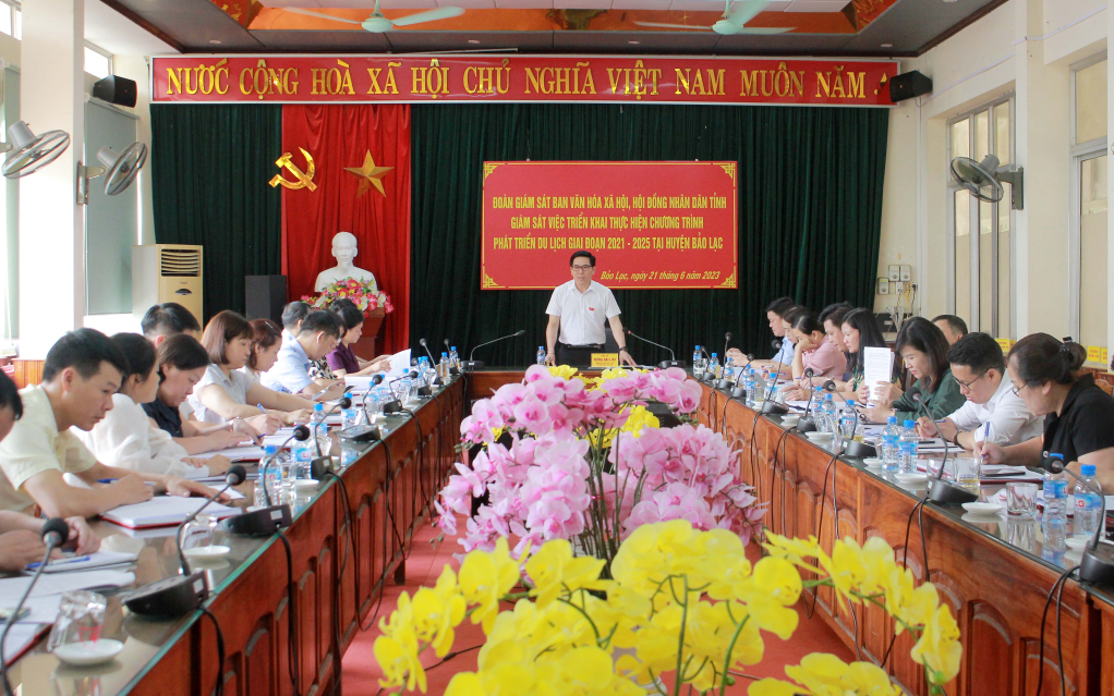 Trưởng Ban Văn hóa - Xã hội, HĐND tỉnh Nông Hải Lưu phát biểu kết luận buổi giám sát.